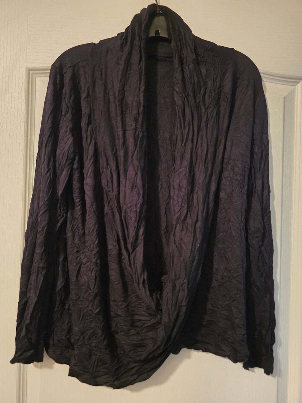 R Couture Open Front Draped Cardigan Size XL Black Long Sleeve